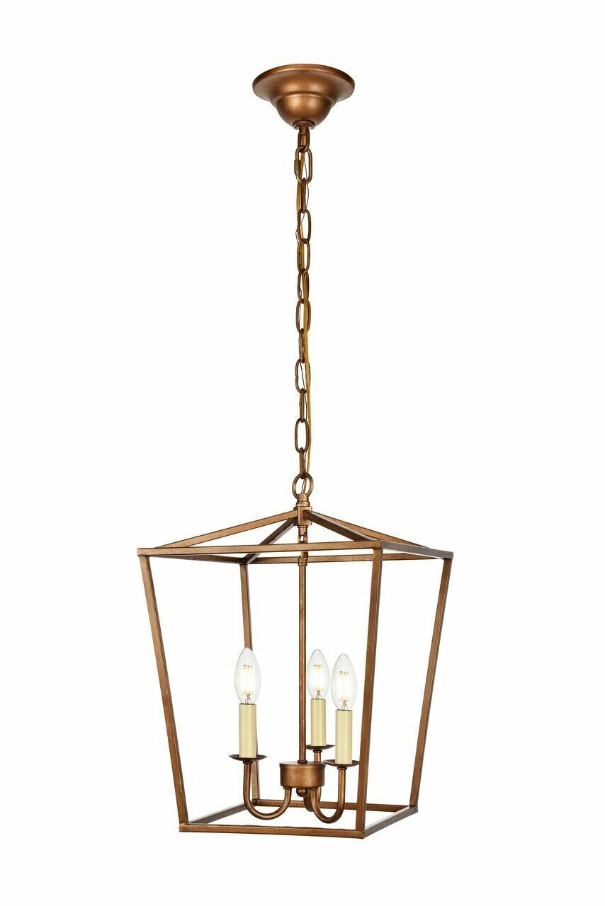 Vintage Gold Farmhouse Pendant Chandelier for Kitchen Island with 3 Lights  