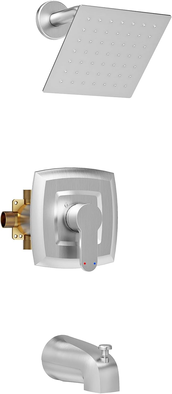 Tub and Shower Faucet Set,Shower Tub Kit（Valve Included) with 6-Inch Rain Shower