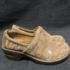 BOC Born Concept Women's Brown Leather Floral Lace Clogs Slip On Shoes Size 8