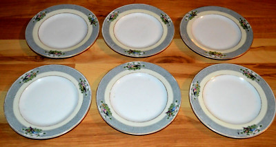 Paul Muller Selb Bavaria Bird Gray Scale Pattern Bread Plate Set of 6 -  6.5''
