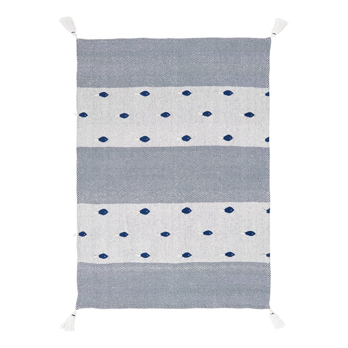 Batela Plaid Tagesdecke Baumwolle Fische maritim 130 x 10 cm blau