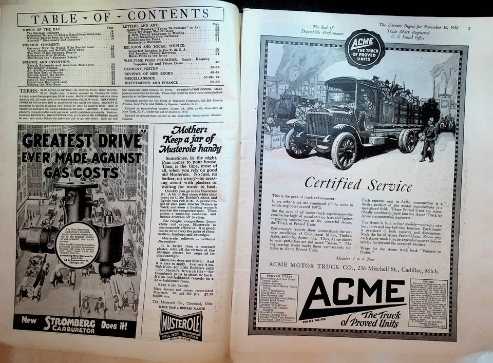 Literary Digest November 16 1918 WWI French Railroads YMCA Russian Church - Image 2 of 2