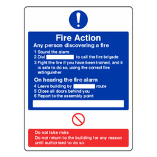 Fire Action Notice Sign - Discovering A Fire - CLEARANCE
