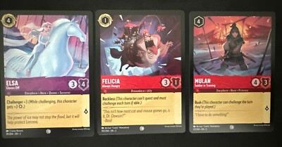 RARE Disney Lorcana Rise Of The Floodborn ERRATA LOT Elsa, Felicia, Mulan |  eBay