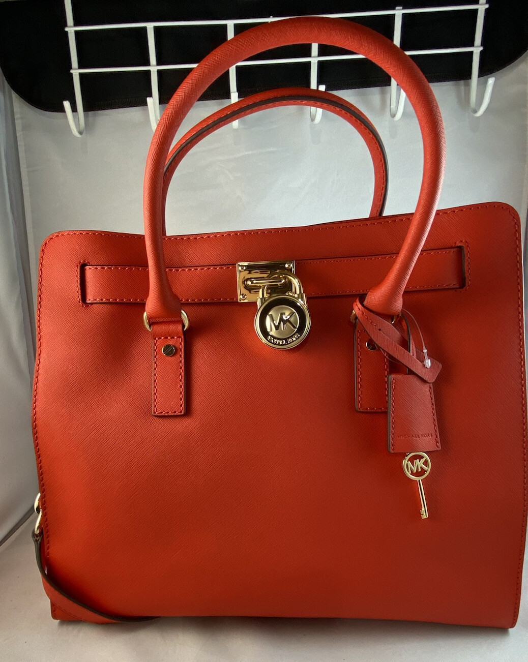 🌹MICHAEL KORS HAMILTON SAFFIANO LEATHER TOTE BAG ~ MANDARIN & GOLD ~ LARGE image 5