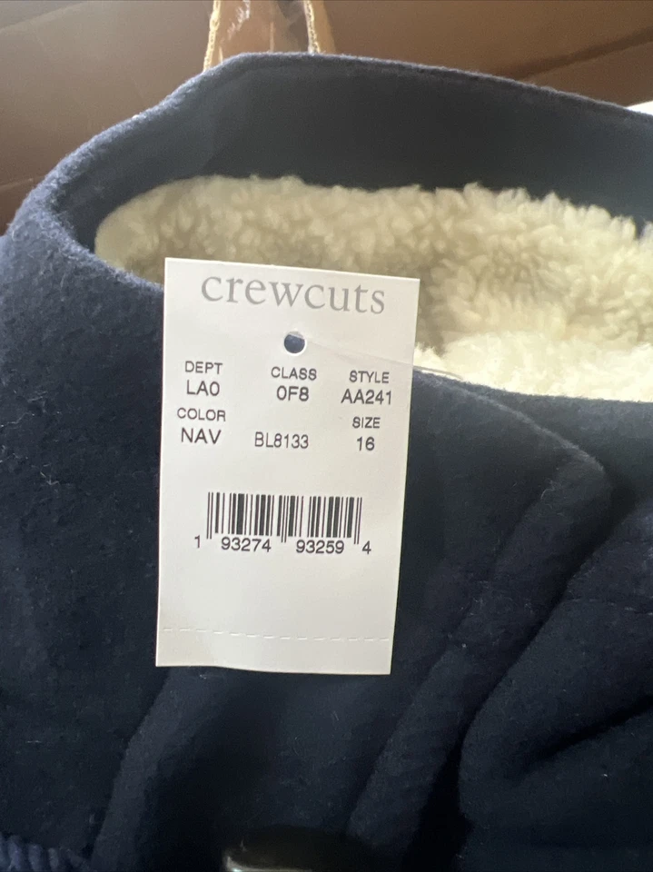 Chaqueta Sherpa con capucha cremallera completa azul marino talla 16 Crewcuts Everyday Girls nueva con etiquetas Foto 3 de 3