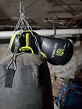 SANABUL ESSENTIAL BOXING GLOVES | 12oz GREEN & BLACK | USED