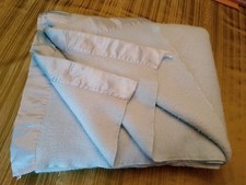 Blanket Vintage Soft Blue Acrylic Blanket Satin Trim 90x74"