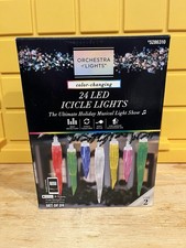 NEW Orchestra of Lights Icicle LED Christmas Lights 24-Count Multi-Function
