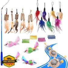 WOWF 24 PCS Cat Toys, Interactive Indoor Cat Toys Speedy Tail
