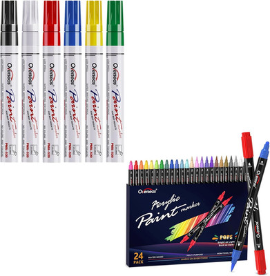 Paint Pens Paint Markers - 6 Colors Medium Tip Oil Based Paint Pens and 24 Color