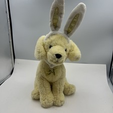 FAO Schwarz Plush 12" Labrador Puppy Dog Stuffed Animal with Easter Bunny Ears