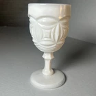 Vintage MCM LE Smith Bristol White Milk Glass Geometric Drinking Goblet 6.5"