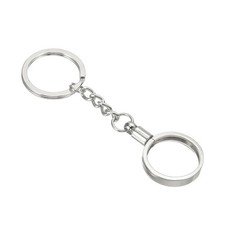 Coin Holder Keychain 25mm Round Medallion Holder with Metal Key Ring, Silver