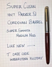Parker 51 Vacumatic Filler Cordovan Barrel Lustraloy Cap Medium Nib Restored