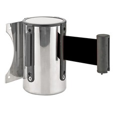 Stanchion Queue Barrier Post Wall Mount Retractable Ribbon 16' Belt Black