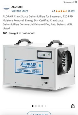 ALORAIR 120 PPD Moisture Removal Crawl Space Dehumidifiers Energy Star Certified
