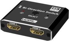 8K HDMI 2.1 Switch 4K@120Hz 8K@60Hz, Aluminum HDMI Switcher 2 in 1 Out, HDM
