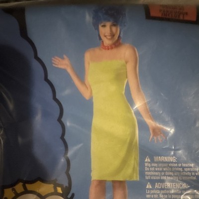 The Simpsons Marge Simpson costume with wig, adult Halloween.