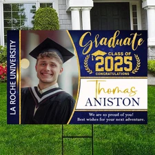 Personalized Congrats Grad Yard Sign With Photo, Custom Graduation Yard Sign