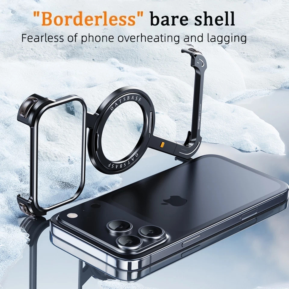Magnetic Metal Z Shape Rimless stand Case For iPhone 17/17 Pro Max/17 Pro/Air - Image 3 of 4