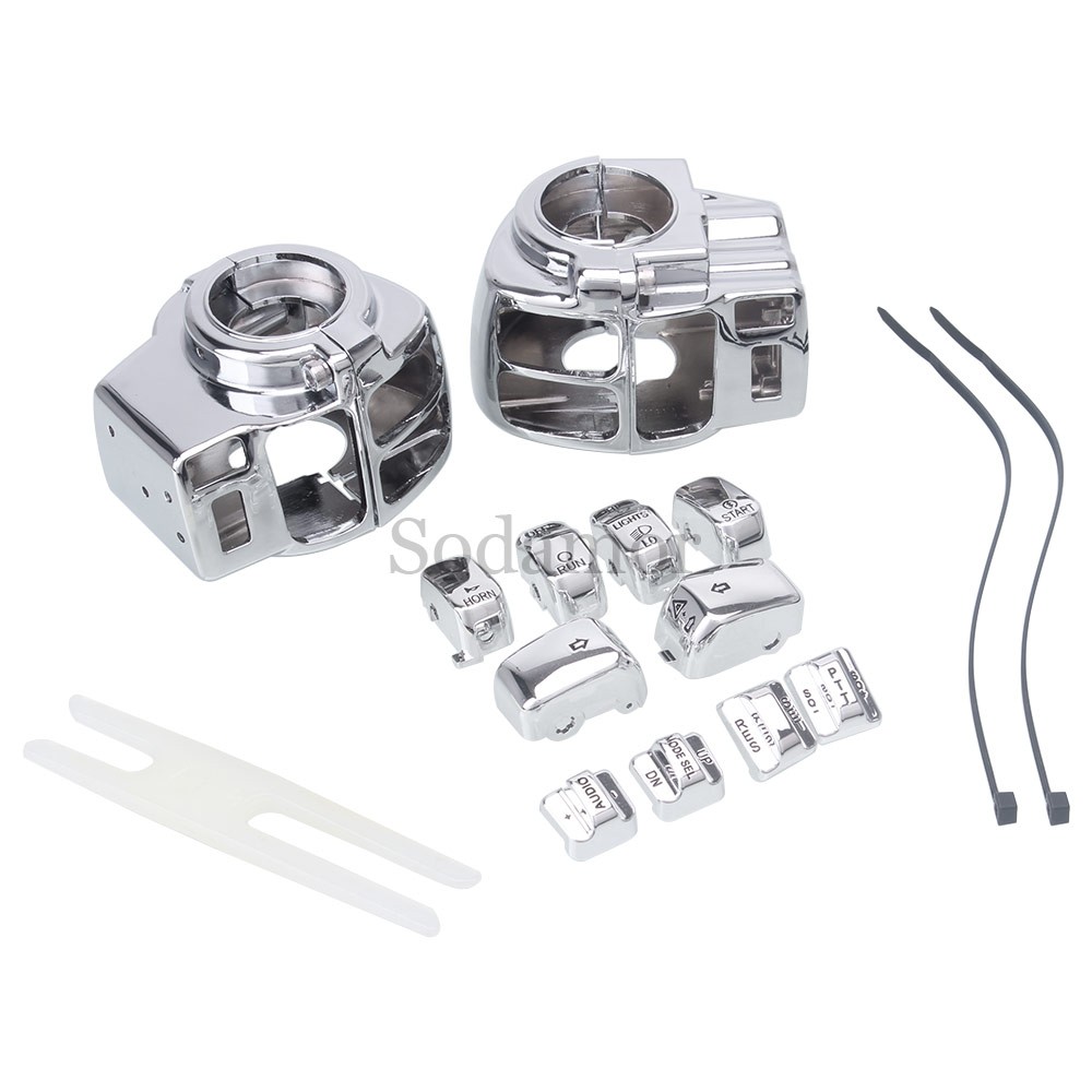 Chrome Hand Control Switch Housing Covers Buttons Caps For Harley Electra Street