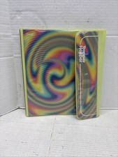 Mead Trapper Keeper Binder Folder Retro Rainbow Swirl Neon Green Organize School