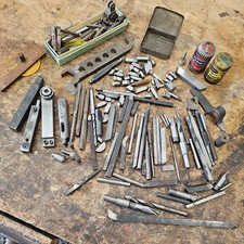 Job Lot Of Lathe Turning Tools Etc Various Pieces cutters clamps etc