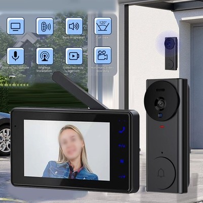 4 3 Zoll Smart Video Türklingel mit drahtloser Verbindung und Speicherkarte