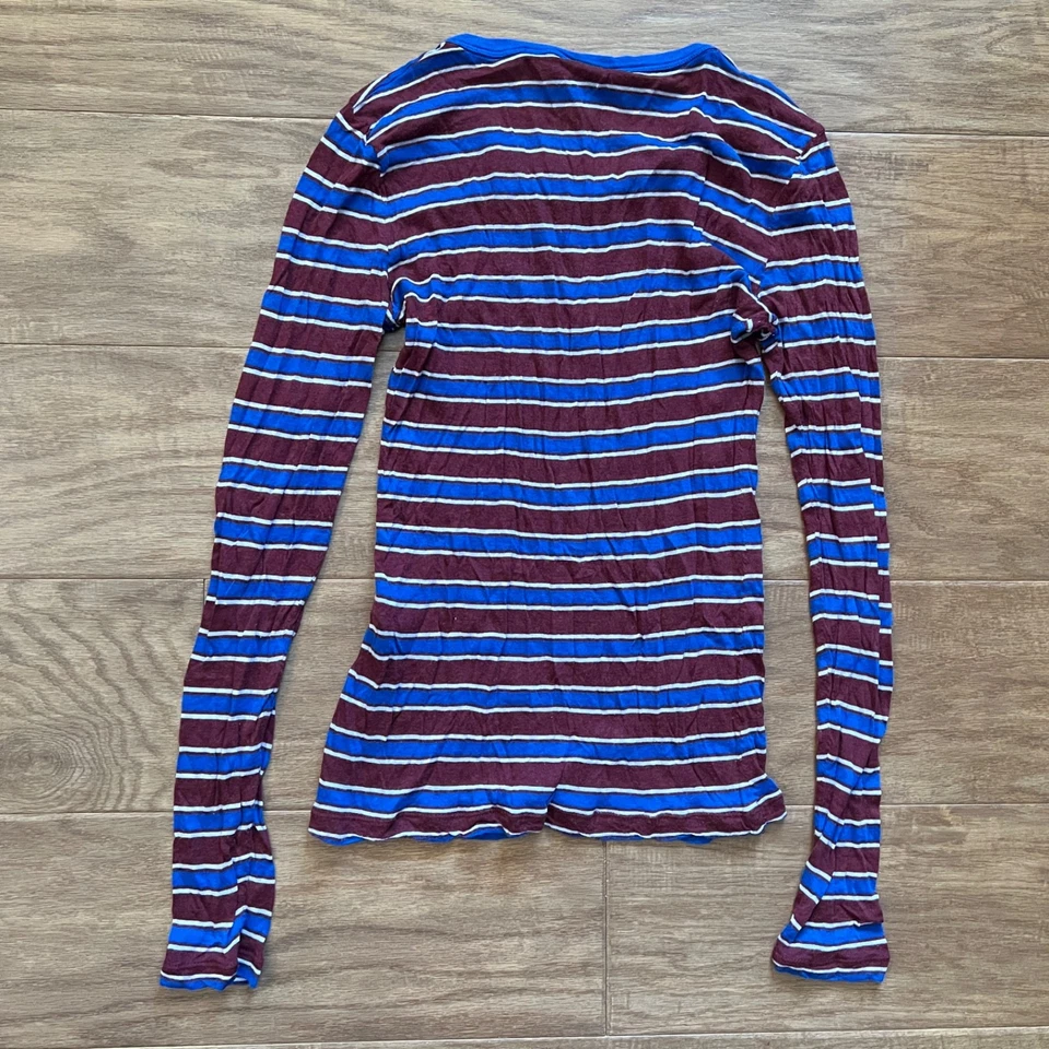 Camisa Rag & Bone Avery Mezcla Cachemira Rayas Talla S Roja/Azul/Blanca Manga Larga Foto 2 de 4