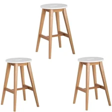 Home Square 3 Piece Modern Wood Barstool Set in Oak and White