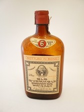 Vintage Old Overholt straight rye whiskey bottle empty perfect label 6 years