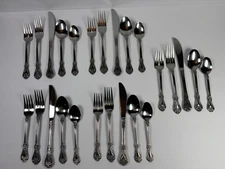 Rogers Stainless Steel Flatware 25pc Victorian Korea Service-5 Fork Spoon Knife