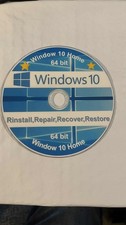 Reinstall DVD.. Windows 10 HOME,64 bit. Recover,Restore,Repair ,No key included
