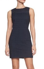 Banana Republic Women’s Navy Blue Eyelet Shift Sleeveless Fitted Mini Dress 0