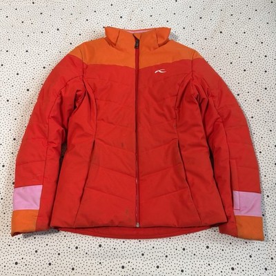 KJUS Madlain Jacket Girl's 14 Red Orange Insulated Ski Waterproof Powder Skirt