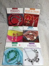 Set of Six Leisure Arts DIY Jewelry Books Pendants Beads Dangles Metals Wire
