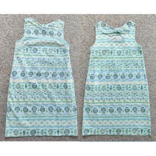 Talbots Seashell Printed Sheath Dress Sleeveless Blue Novelty Print Size 10P