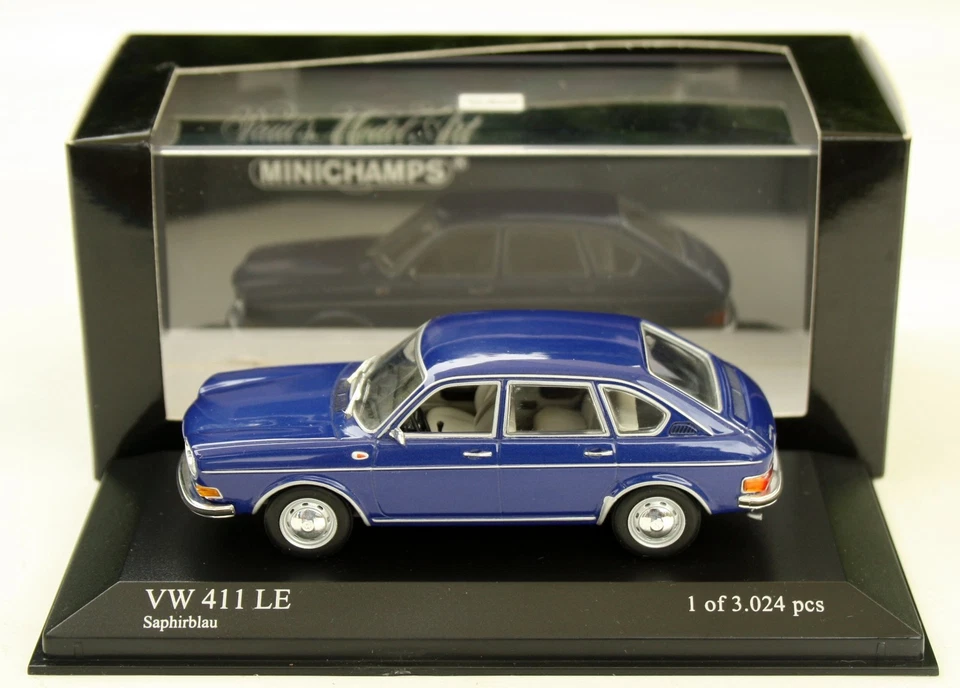 VW 411 Le Typ 4 Bj. 1969-1972, Saphirblau-Metallic, MINICHAMPS Im M.1:43 , Conf - Immagine 4 di 4