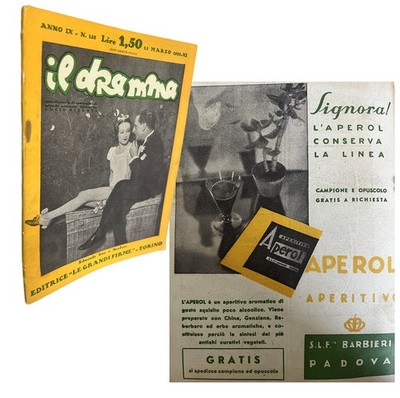 DAS DRAMA 1933 Nr. 158 Vintage Werbung Vintage Aperol Zigaretten Matossian