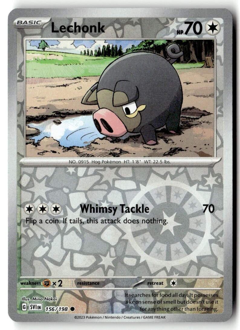 Pokemon TCG Lechonk 156/198 Reverse Holofoil SV01: Scarlet & Violet Base Set