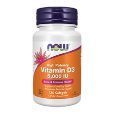 NOW Foods Vitamin D-3 5000 IU Softgels - High Potency, 120 Count