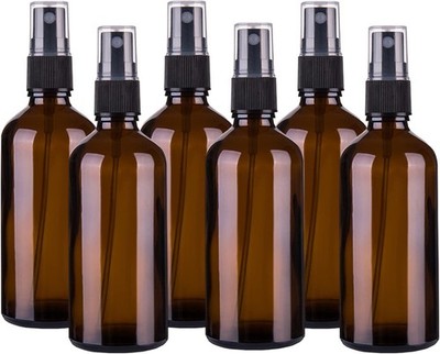 Amber Glass Spray Bottles for Essential Oils, 4oz, 6 Pack | Small, Empty, Fine