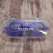 Aqua2ude Kid's Swim Goggles Purple Rhinestone Bling Gems w/ Hard Case NEW