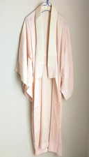 Vintage Kimono Robe Juban Silk Floral Pink 48.5inch Women Japan