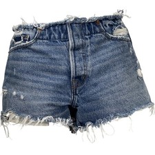 Abercrombie Fitch Distressed Denim Shorts 0 W25 Medium Wash Raw beach Y2K