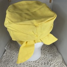 Vintage Yellow Turban Hat Bow Tie Design Pleated Detailing Lined Union Made USA