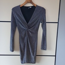 H&m Siver Glitter Short Dress Size Xs