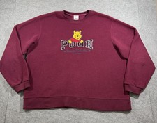 Vintage Disney Winnie The Pooh Red Fleece Pullover Sweatshirt Size Adult XL