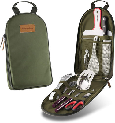 Camp Kitchen Cooking Utensil Set Travel Organizer Grill Accessories Portable Com